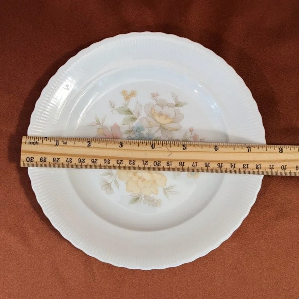 Vintage Ichiyama Toen Japan Floral‎ Porcelain Soup Bowls Set of 6 Ribbed Edge